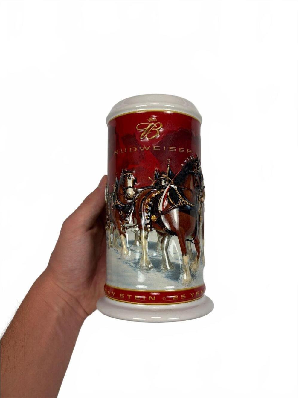 Vintage Budweiser 2004 Holiday Stein 25th Anniversary Clydesdales Beer Mug CS608